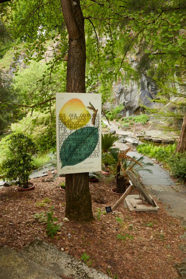 Naturlehrpfad Landraub von Ines Doujak im Botanischen Garten Klagenfurt im Rahmen der Veranstaltung INS FREIE 2019